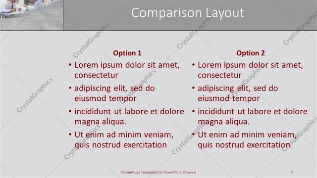 Comparison presentation slide layout