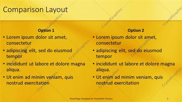 Comparison presentation slide layout