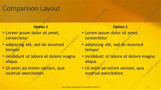 Comparison presentation slide layout