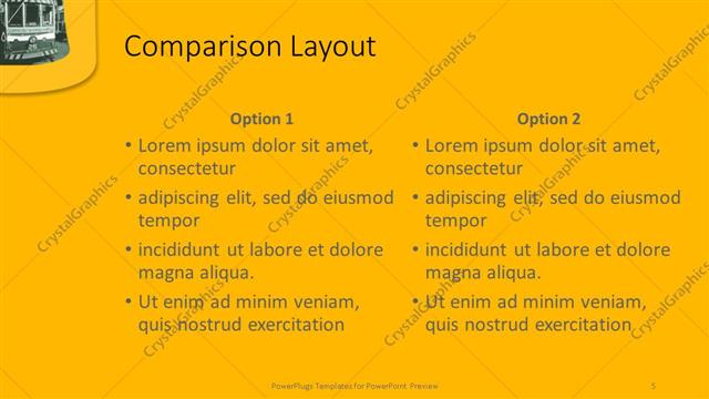 Comparison presentation slide layout