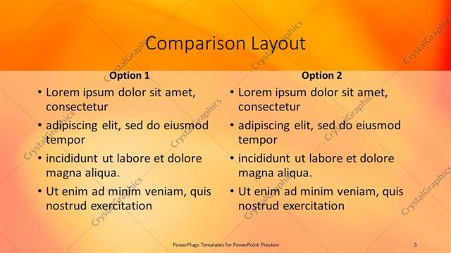 Comparison presentation slide layout