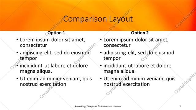 Comparison presentation slide layout