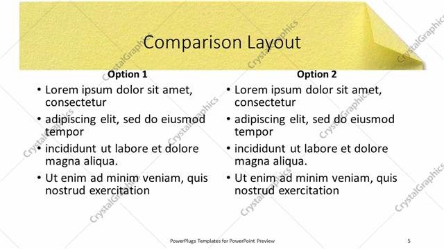 Comparison presentation slide layout