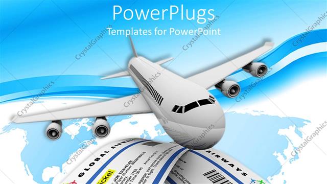  Presentation with plane - Plane flying two tickets blue and white background