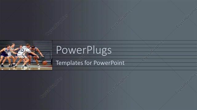  Presentation with footballers - Plane grey colored background with footballers playing in a court