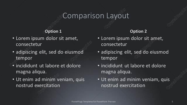 Comparison presentation slide layout
