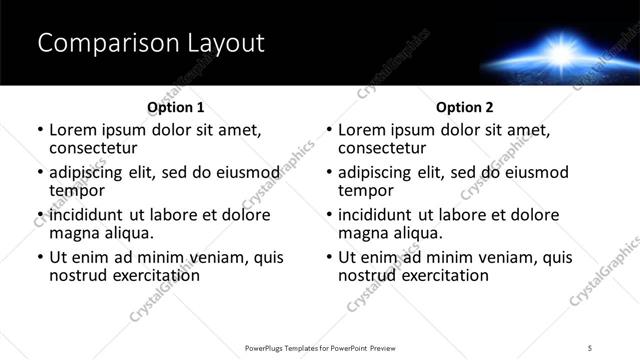 Comparison presentation slide layout