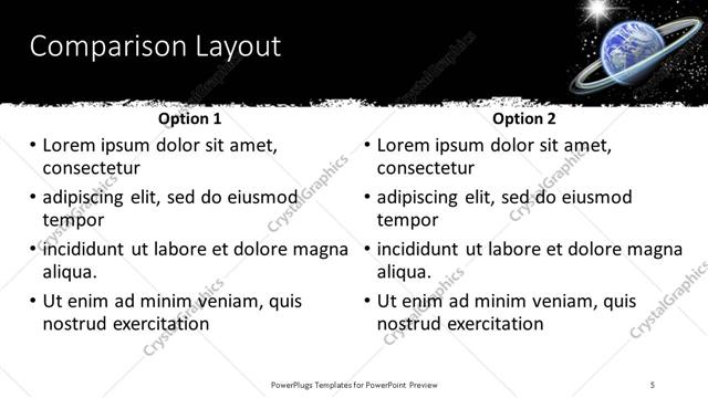 Comparison presentation slide layout