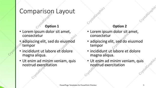 Comparison presentation slide layout