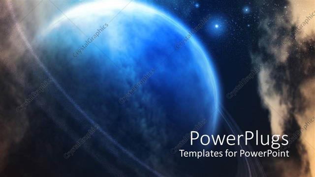  Presentation with galaxy - Planet surrounded by rings on galaxy with stars background