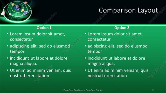 Comparison presentation slide layout
