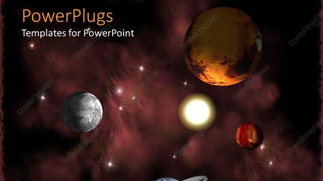  Presentation with planets - Planets in space, depiction of Earth, Sun and other planets in the starry galaxy