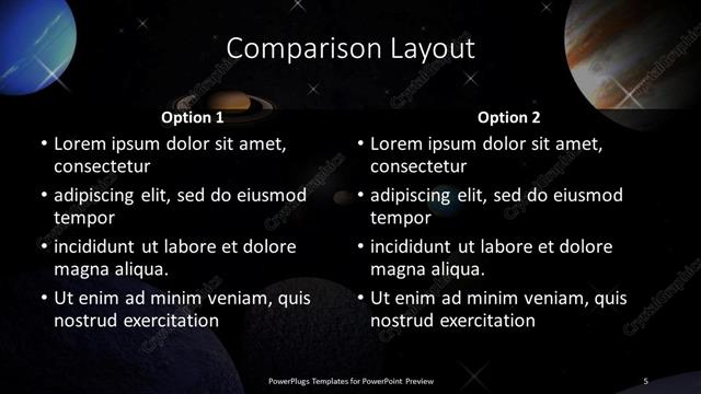Comparison presentation slide layout