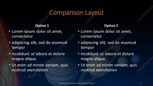 Comparison presentation slide layout