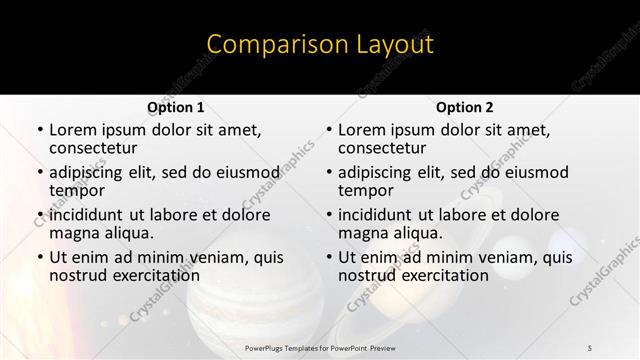 Comparison presentation slide layout