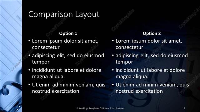 Comparison presentation slide layout