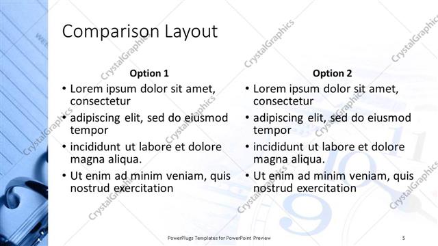 Comparison presentation slide layout