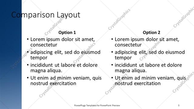 Comparison presentation slide layout