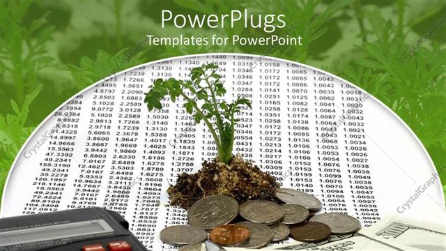  Presentation with plant growth - A plant with a number of coins and greenery