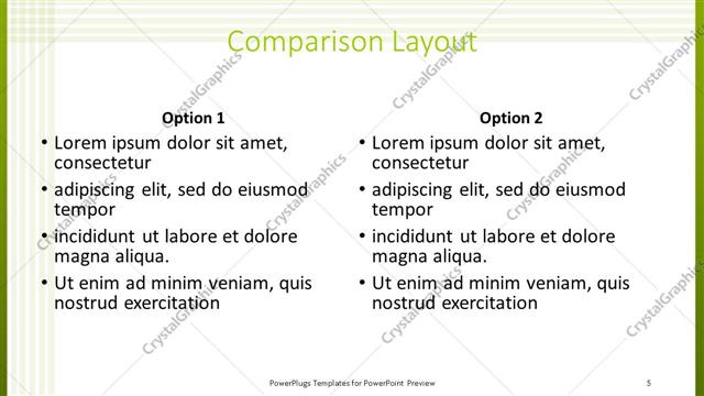 Comparison presentation slide layout