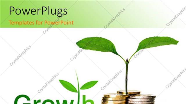  Presentation with sprouting plant - Plant sprouting from pile of gold coins over white background?