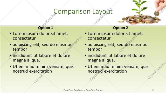 Comparison presentation slide layout