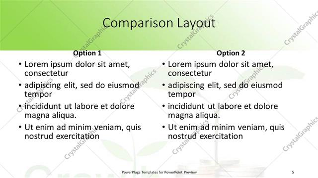 Comparison presentation slide layout