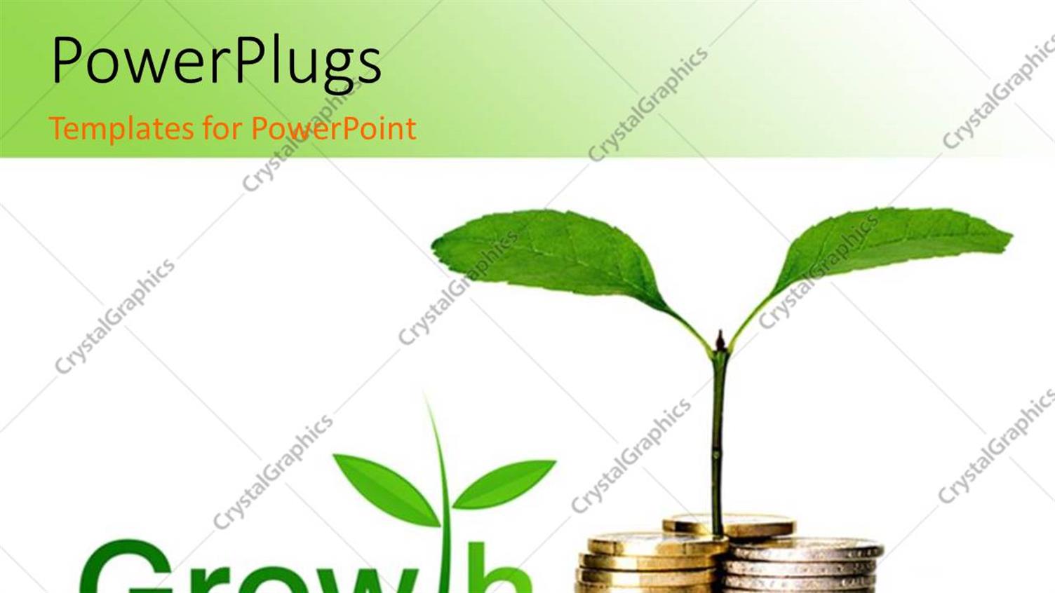 Featuring Plant Sprouting from Pile of Gold Coins Over White Background 