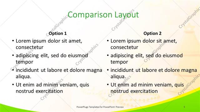 Comparison presentation slide layout