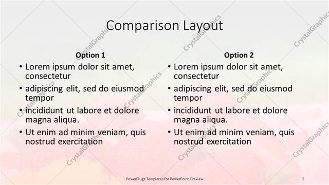 Comparison presentation slide layout