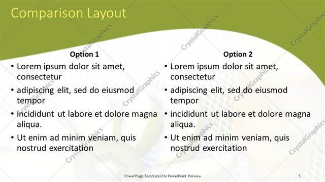 Comparison presentation slide layout