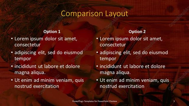 Comparison presentation slide layout