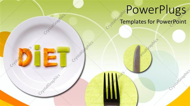  Presentation with diet - A plates , a knife and a fork