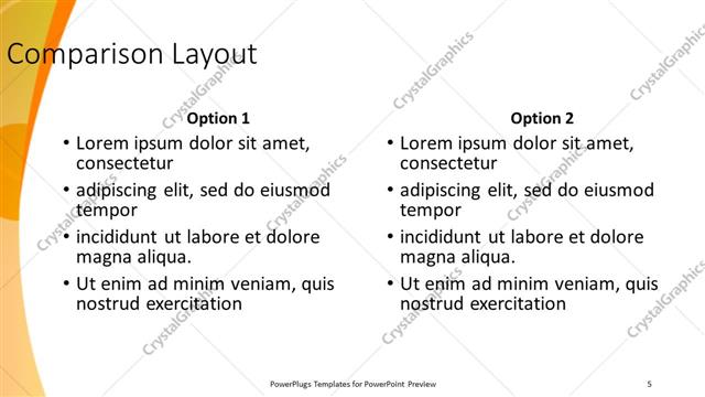 Comparison presentation slide layout