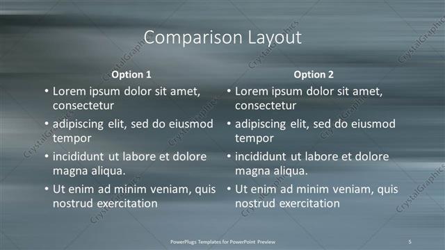 Comparison presentation slide layout