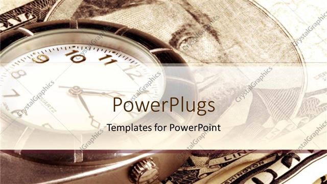  Presentation with note - A pocket watch placed above the dollar note with place for text