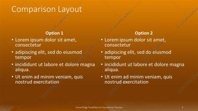 Comparison presentation slide layout