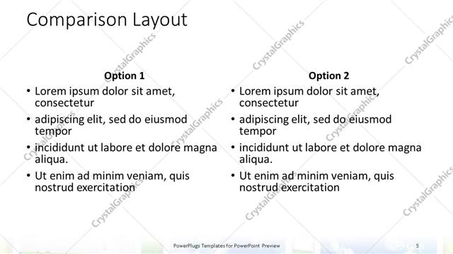 Comparison presentation slide layout