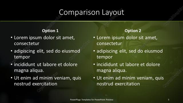 Comparison presentation slide layout