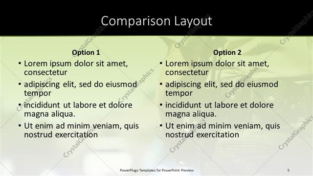 Comparison presentation slide layout