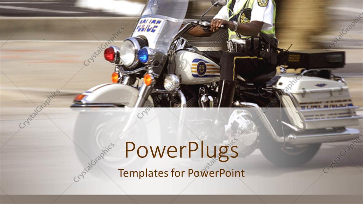 Featuring Police Patrol Man on a Motor Bike on a Blurry Background