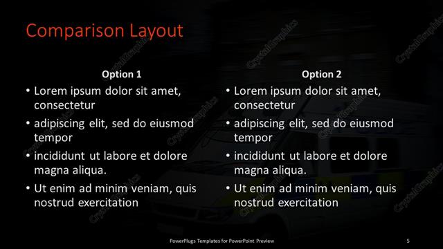 Comparison presentation slide layout