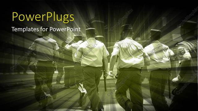  Presentation with buildings - Policemen with the batons with buildings