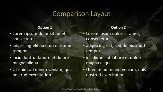 Comparison presentation slide layout