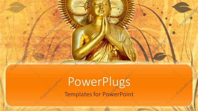  Presentation with buddha - Portrait of gold plated statue of Buddha on vintage background