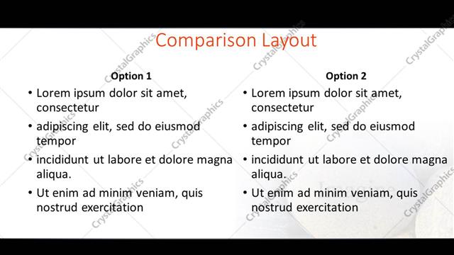 Comparison presentation slide layout