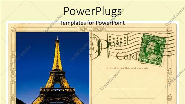  Presentation with tower - A post card with a picture of the effiel tower