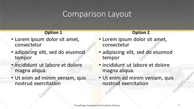Comparison presentation slide layout