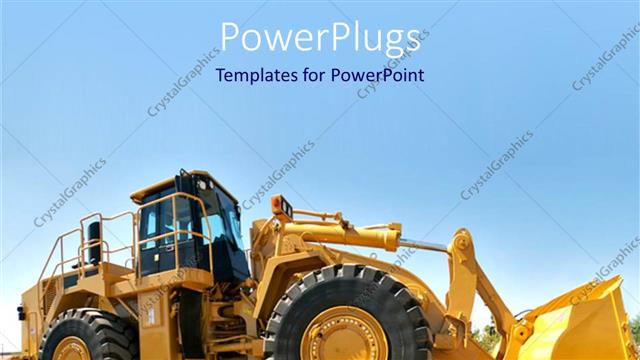  Presentation with bulldozer - A powerful bulldozer with no driver in  the driving seat