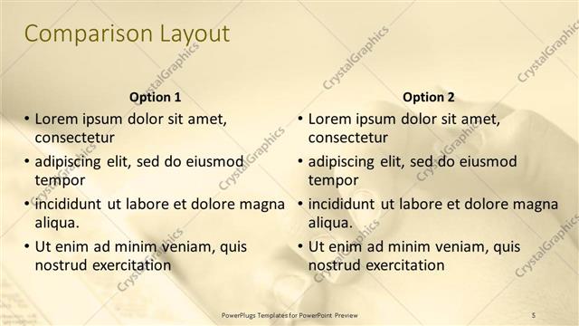 Comparison presentation slide layout